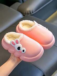 Kids Plush Slippers Autumn/Winter New Style, Children's Cute 3D Dog Design Soft Plush Indoor Home Slippers, Warm Thick Comfortable Sole, Non-Slip Soft Sole, Warm Winter Indoor House Shoes For Boys & Girls, Lightweight Cozy Baby Footwear - Pink - View 2