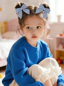 2个蓝色布艺蝴蝶结发夹，适合女孩佩戴。关注我们的店铺，获取最新款式，下次购物可享8%折扣。DZBB - 藍色 - 查看 2