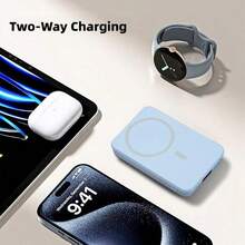 QJL 10000mAh 磁吸式无线充电宝，支持快速充电，配备 USB-C 数据线，兼容 16/15/14/13/12/Pro 系列，情人节礼物之选。 - 黑色 - 查看 3