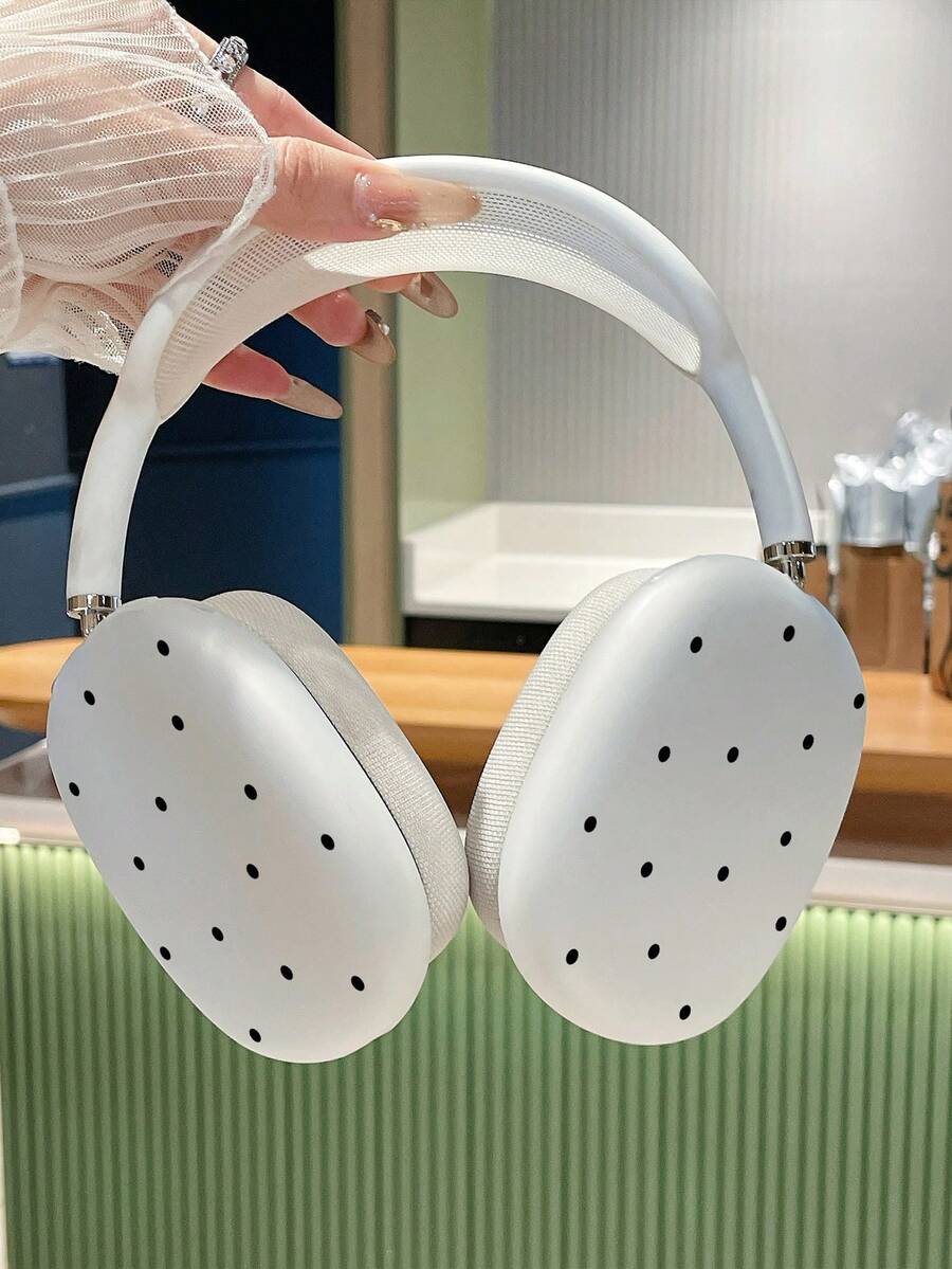 1 Pair Black Dot Pattern Frosted Translucent Over-Ear Headphone Case, Compatible With AirPods Max Protective Cover, Quick Ship Accessories, Gifts - Matte White - View 1