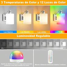 Juego de 2 Lámparas de Pared Inalámbricas Con Foco Recargables, Luces LED y RGB con Control Remoto, Apliques de Pared de Tela, iluminación para Recámara, Sala de Estar, Pasillo(plateado) - Plateado - Ver 1