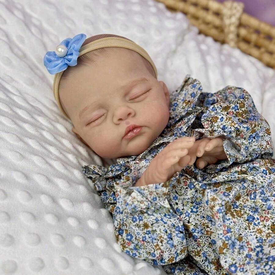 Asleep 48 CM Reborn Baby Doll Toys With 3D-Paint Skin And Visible Veins, Vinyl Limbs Cloth Body Princess Doll For Girl Birthday Gift Play House Toy - Muñeca bebé durmiendo - Ver 1