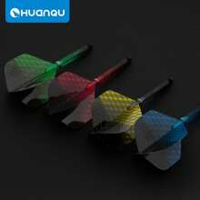 HUANQU 6片飞镖翼 + 6根42mm渐变色飞镖杆，2BA通用飞镖杆，适用于软式或硬式飞镖，4种颜色可选，飞镖配件，耐用PET材质，精准耐用，便于携带，飞镖爱好者的必备配件，圣诞节、情人节、复活节、生日派对的完美礼物之选 - 彩色 - 查看 6