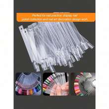 50 Pcs Beige Nail Swatch Sticks With Ring, Fan-Shaped Nail Art Polish Practice Display Tips Nail Sample Sticks, Nail Practice Color Display Polish Board - Trong sáng - Xem 4