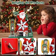 Figura de Santa Claus, Caja de Música de Cuerda 23 cm, Molino de Viento Giratorio, Regalo de Navidad, Coleccionables, Adornos, para Familia, Amigo y Niño - rojo y verde - Ver 4