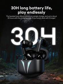 Tai nghe Bluetooth chơi game Lenovo GT102, Bluetooth 6.0 Chế độ chơi game độ trễ cực thấp, Trình điều khiển động lớn, Âm thanh vòm, Chất lượng âm thanh cao, Thời lượng pin dài, Vừa vặn thoải mái, Tai nghe không dây tương thích với Android, iOS, PC, Quà tặng ngày lễ - màu đen - Xem 8