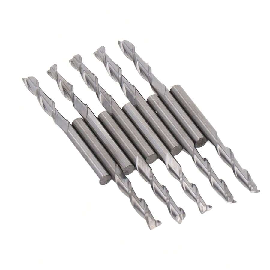 10Pcs Milling Cutter End Mill High Speed Steel 1/8in Tool Set Kit for Plastic Wood - Plateado - Ver 1