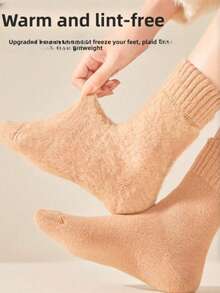 1/3 Pairs Wool Blend Socks, Warm Thickened Mid-Calf Socks For Men & Women, Autumn/Winter - Multicolor - View 2