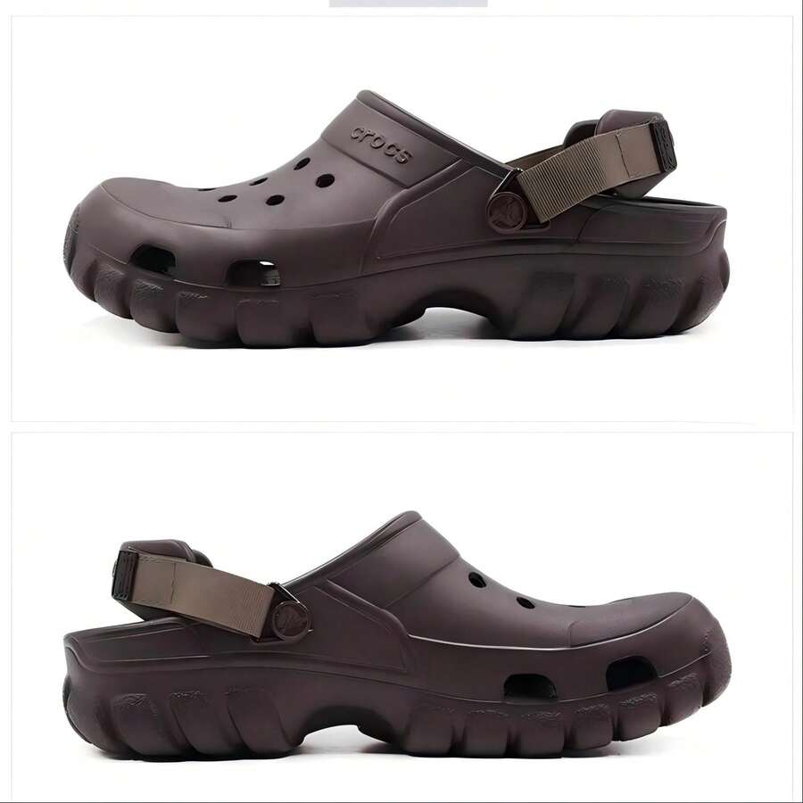Crocs Dép xăng đan unisex thoáng khí, kiểu dáng thường ngày, có lỗ thông hơi, dép bít mũi thể thao thoải mái. - Nâu sẫm/màu óc chó - Xem 1