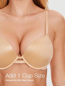 Wingslove This Popular Beige Smooth Bra: Silky Fabric, Adjustable Straps, Lightweight Padded Underwire - Combines All-Day Comfort And Beautiful Bust Shape. Perfect For Daily Wear, Casual Outings, And Various Styles, It Is The Ideal Choice For Those Seeking Seamless, Reliable Lingerie! - Champagne - View 3