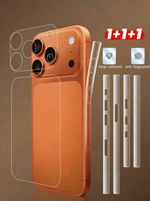 1 Set Carbon Fiber Protective Film Compatible With IPhone 17 Pro Max, Separate Full Coverage Protective Film To Prevent Scratches And Protect The Back Cover From Wear, Fully Covering The Bottom And Sides - Clear - View 1