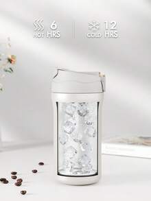 Meoky 20盎司不锈钢真空保温咖啡杯，防漏，双层杯盖设计，适合办公室、运动、健身房、旅行和上学使用。 - 白色 - 查看 4