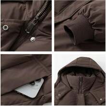 Long Puffer Jacket For Women,2026 Thickened Winter Coat Hooded With Deep Pockets, Ladies Warm Winter Jacket - Cà phê nâu - Xem 4