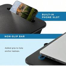 CCWH-computadora de regazo con reborde del dispositivo y soporte para teléfono, color gris, se adapta a portátiles de hasta 15.6 pulgadas, estilo No. 44215 - Blanco - Ver 4