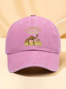 1pc Unisex Casual Baseball Cap, Vintage Washed Solid Color & Printed, Suitable For Daily Wear And Sports Matching