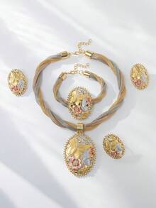 5pcs Chic Multicolor Butterfly Shaped Decor Women's Jewelry Set, Fashionable Accessories - Multicolor - View 2