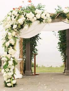 1支白色仿真绣球花，人造花束，仿真丝花摆件，可作餐桌中心装饰，带茎丝质绣球花，适用于家居、婚礼、派对装饰 - 白色 - 查看 6