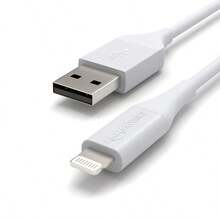 Cable USB A a Lightning de ABS, Certificado MFi para Apple, Vida Útil 10,000 Flexiones, Color Blanco, 6 Pies - 1 paquete - Ver 5
