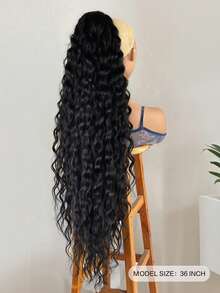 36 Inch Long Black Curly Ponytail Wig, Lightweight Fluffy Natural Wave Drawstring Ponytail, Multi-Layer Soft Clip-In Synthetic Hair Extension For Women - Black Brown - View 3