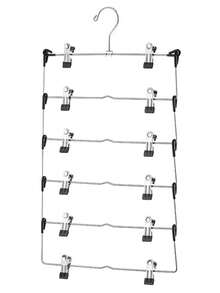 6-Tier Multi-Function Metal Clothes Hanger With Skirt Clips And Pants Clips - Silver - View 8