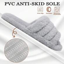Rosoz Women's Soft Pl 11ush Fuzzy Slippers Memory Foam Anti-Skidsssss Sole House Bedroom Shoes Indoor Outdoor Open Toe FSandssals,Grey-A1112Women910Men - 灰色-a1112女款910男款 - 查看 5