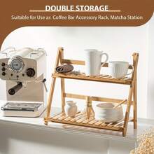 DIY Easy Assembly Double-Layer Natural Bamboo Shelf - 30/40/50cm Length Options, High Load-Bearing Storage Rack, Multi-Function Organizer Shelf, Suitable For Kitchen Spice Storage/Desktop Cup Holder/Living Room Succulent Display/Window Sill Storage - Apricot - View 9