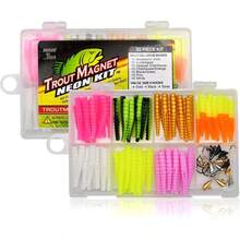 Kit de 82 piezas de imán de trucha de neón para pesca incluye 70 cuerpos de grub anzuelo de trucha y 12 ganchos de trucha de tamaño 8 - Multi - Ver 1