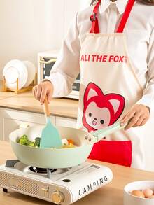 1件 ALI THE FOX THE厨房围裙，男女通用情侣围裙，挂脖式可调节带口袋防水防油烹饪厨师围裙，男女通用厨房围裙，餐饮工作围裙 - 彩色 - 查看 8