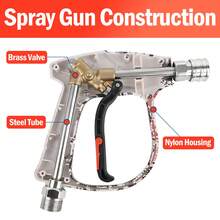 Bear Force High Pressure Washer Gun 210Bar/ 3000 PSI Max, Power Washer Color Painted Short Spray Gun Inlet M22-ID14mm With 1/4" Quick Connector & 5 Spray Tips #035