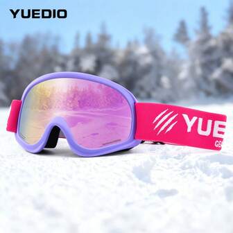 多功能滑雪镜，时尚设计，舒适弧形TPU镜框，视野清晰，可调节镜带，男女通用，冬季滑雪适用
