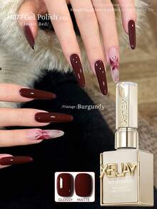 XEIJAYI 玫瑰粉甜美溫柔美甲凝膠指甲油，美甲沙龍批發 - 酒紅色 - 查看 3