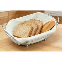 1 szt. metalowy koszyk na chleb – owalny kształt z wyjmowaną wyściółką, dostępny w kolorze srebrnym (29 cm) i złotym (28,5 cm), solidna konstrukcja z żelaznej ramy, idealny na blat kuchenny i do ekspozycji wypieków, może służyć jako koszyk na chleb, kosz do przechowywania owoców, organizer na biurko i kosz do przechowywania w domu - Wielokolorowe - Zobacz 5