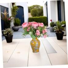 Luxshiny Vintage Floral Ceramic Vase Tall Chinoiserie Decor Flower Vase For Living Traditional Porcelain Planter For Dried Flowers and Fresh Blooms - Amarillo - Ver 6