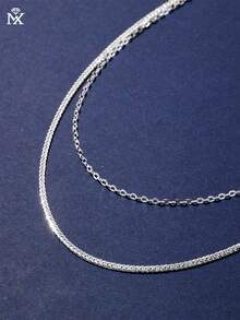 SYMFNY 1件925纯银极简双层闪亮费加罗链项链