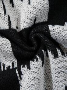 ANDREILEE Checkered Pattern Streetwear Unisex Sweater, Suitable For Autumn And Winter - الأسود - مشاهدة 11