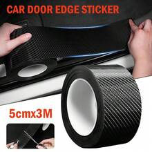 3PCS 5cm*3m Carbon Fiber Car Sticker Door Sill Scuff Anti Scratch Tape Protector UK - Black - View 1