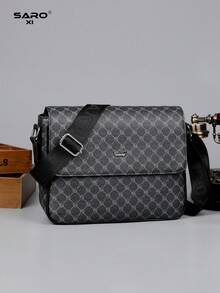 saroxi Men's Fashion Casual Messenger Bag, Multi-Functional Large Capacity, Adjustable Strap, Suitable For Travel, Hiking, Solid Color Minimalist Style Essential Crossbody Bag For Young Men And Students Valentine'S Day - 黑色 - 查看 1