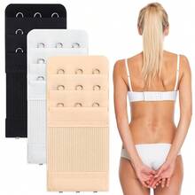 3pcs Women'S Bra Extenders - Adjustable Back Clasp With 3 Rows Of 1.73inch Spacing, 0.51inch Width, Black & Beige, Comfort Fit For Bras, Bra Extenders For Women, Bra Size Adjuster, Sleek Design, Durable Fabric - 三件式西裝 - 查看 1