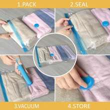 10 Medium Vaccum Storage Bags, Space Saver Vacuum Storage Bags Medium, Space Bags, Vacuum Seal Bags For Clothes With Travel Hand Pump - MàuB - Xem 7