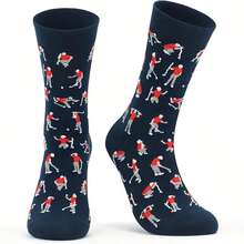 1/3/5 Pairs Fashionable Personalized Jacquard Golf Themed Breathable Sports Socks, Golf Pattern Odor-Resistant Moisture-Wicking Men's Outdoor Sports Socks - Multicolor - View 7