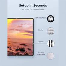 60-Inch Portable Projection Screen, 16:9 Ratio/Double-Sided Foldable Projection Screen, Suitable For Indoor And Outdoor Movies, Comes With Ample Mounting Accessories. - White - View 8