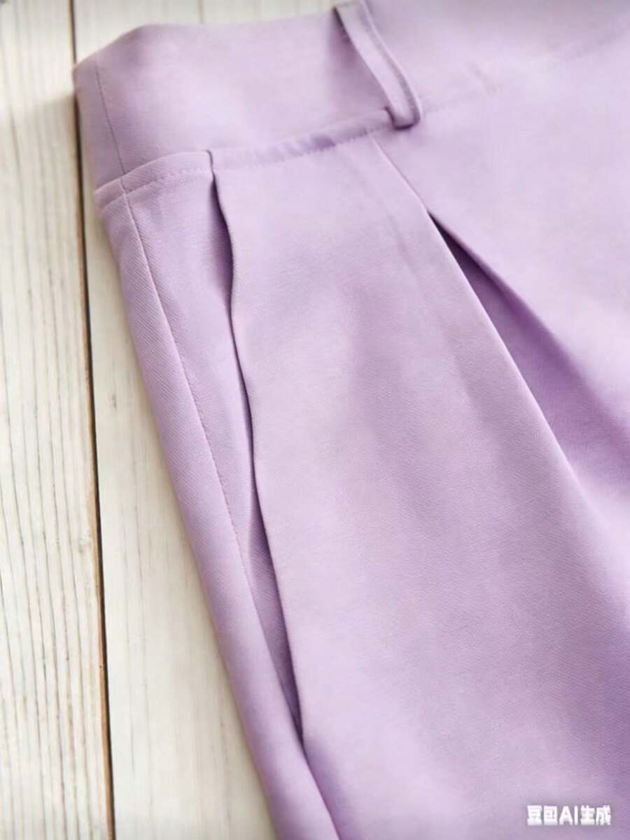 Franclia 2-Piece Set With Sleeveless Cardigan, Comfortable For Vacation, University Clothes, And More. (Image Description: "Marrante" Fabric) - 紫丁香色 - 查看 1