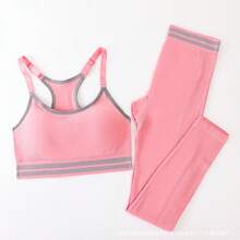 Conjunto de roupas de ioga - livre do mesmo estilo curto da mesma cor - Rosa chiclete - Visão 2