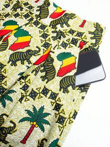 时尚非洲风情安卡拉蜡染印花长裙，女士款 - 綠色 - 查看 4