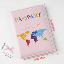 1pc Travel Passport Holder With World Map & Letter Pattern, Matte PU Material, Cross-Border Document Organizer, Holiday Accessory, Summer/Christmas Vacation Travel Passport Wallet ,Travel Essential Bag - Multicolor - View 11