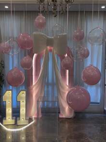 58 piezas Conjunto de globos de látex redondos color rosa, Conjunto de globos fucsia con cintas de satén rosa, Adecuado para decoración de techo, globos de cumpleaños, compromiso, San Valentín, aniversario, decoración de fiesta de boda, primavera, Pascua y accesorios de fotografía - Multicolor - Ver 3