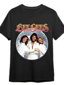 Camiseta Gráfica Vintage de la Banda de Discoteca Bee Gees para Hombre - Camiseta Retro de la Era Disco de los 70 con Foto de los Hermanos Gibb, Camiseta Suave para Uso Diario en Conciertos, Fiestas Temáticas y para Amantes de la Música - Camiseta Retro Negra Lavable a Máquina, Artículos para Fiestas Disco, Ropa para Conciertos, Camiseta de Corte Regular - Negro - Ver 7