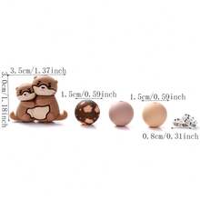 28pcs/Set Cartoon Otter Beads With 15mm Printed Round Beads & 8mm Glass Rhinestone Beads, Silicone Animal Beads Set, Best Gift For Family Gathering, DIY Craft Kit, Bracelet, Necklace - Multicolor - View 6