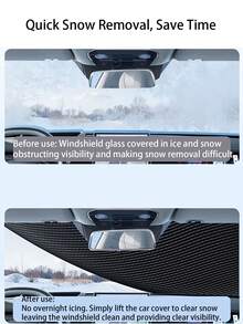 Universal Half Car Cover, Waterproof Oxford Fabric, 450/520cm, All-Weather Sun Protection, Anti-UV, Anti-Snow, Anti-Frost, With Top Canopy, Suitable For Sedans And SUVs - Black - View 8