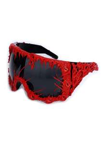 1 Pcs Fashionable Dark Style Decorative Glasses With A Niche Design And Exaggerated Personality, Suitable For Parties And Daily Wear - Black Frame, Gray Lens, Lacquer, Red Eye - View 8